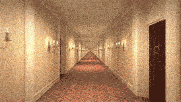 Cover the sides of the hallway with your hands and the animation speeds down, cover the middle and the animation speeds up.