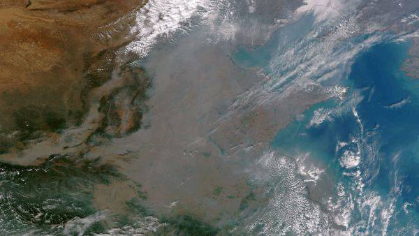The pollution hovering above China is visible from space.