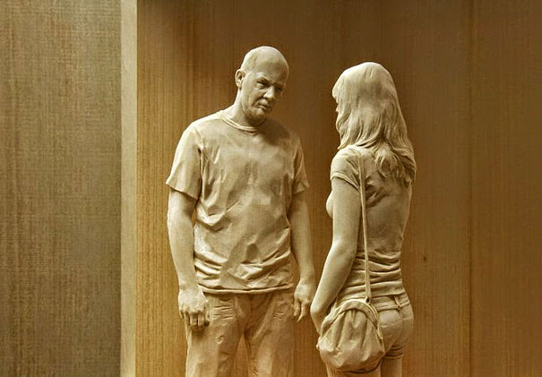 Incredibly Realistic Wood Sculptures Of People