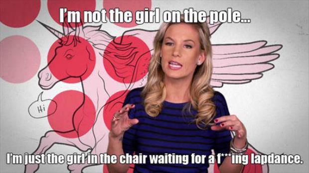 cartoon - I'm not the girl on the pole.. I'm just the girl in the chair waiting for at ing lapdance.