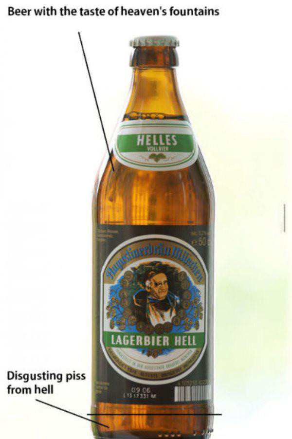 Beer with the taste of heaven's fountains Helles Vollblr Slused Lagerbier Hell Disgusting piss from hell 0906