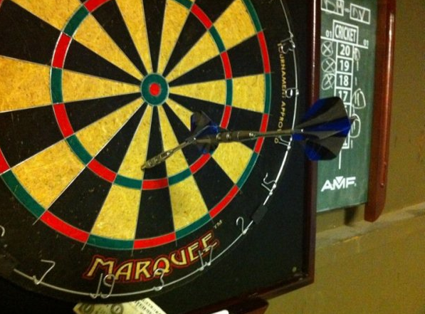 A better-than-a-bullseye dart shot.
