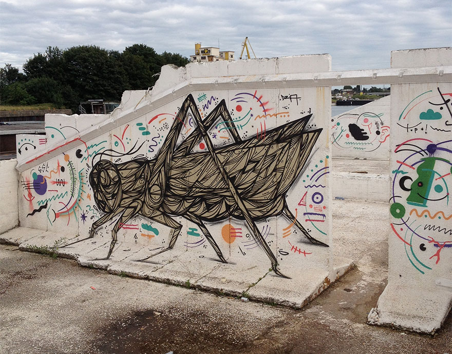 13 Pieces of Geometric Animal Street Art