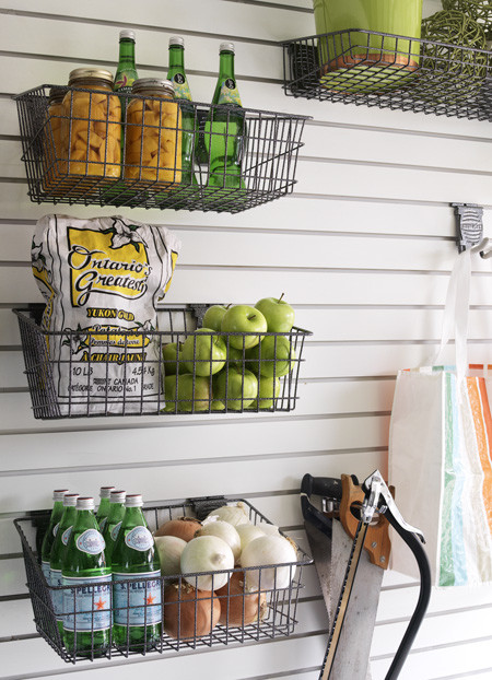 If you need a little extra space, give wire baskets a shot.