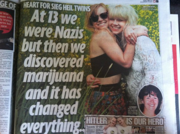 reich thing - Ge Of Heart For Sieg Heil Twins At 13 we | were Nazis but then we discovered marijuana and it has changed Dur Hero everything Hitlers Tso