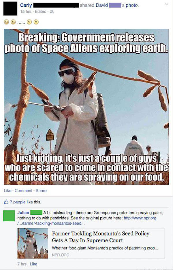 dwayne johnson monsanto - Carly Edited 2 d David 's photo 15 hrs Edited. BreakingGovernment releases photo of Space Aliens exploring earth. Just kidding, it's just a couple of guys who are scared to come in contact with the chemicals they are spraying on 