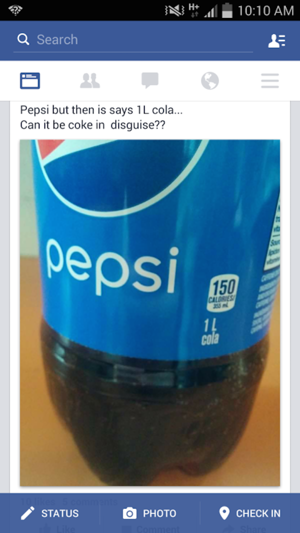 cobalt blue - Nh Q Search Pepsi but then is says 1L cola... Can it be coke in disguise?? pepsi Calories Status Photo Check In