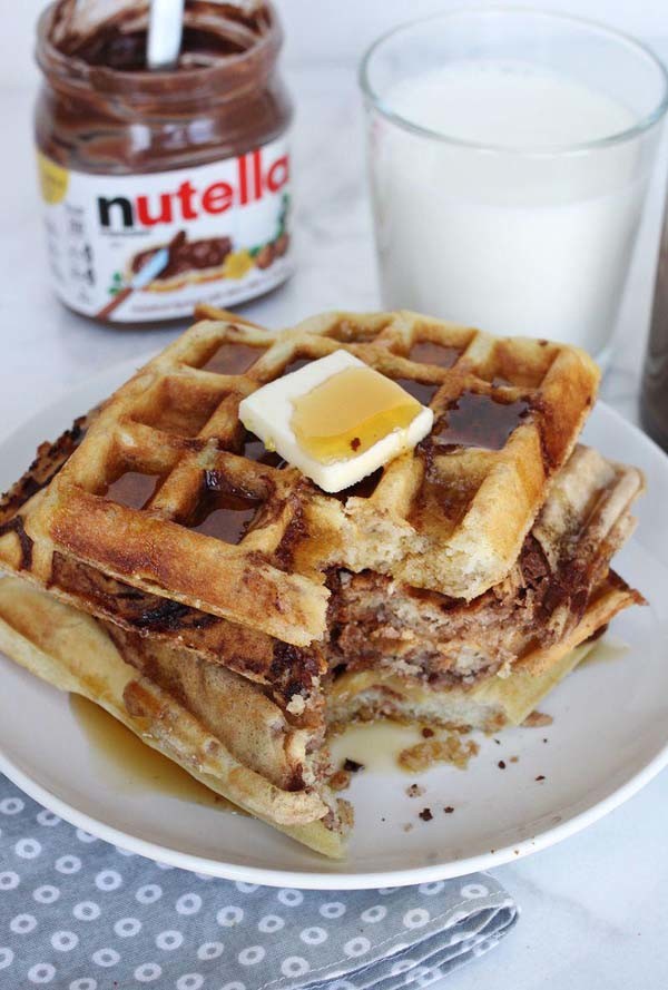 Add Nutella to Belgian waffle mix, or spread it on after baking.