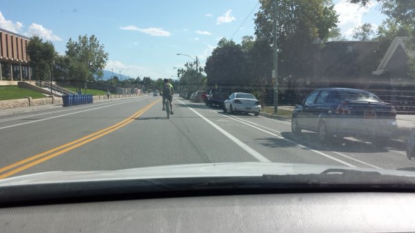 Cyclists who ride in the road when there is a perfectly good bike lane.