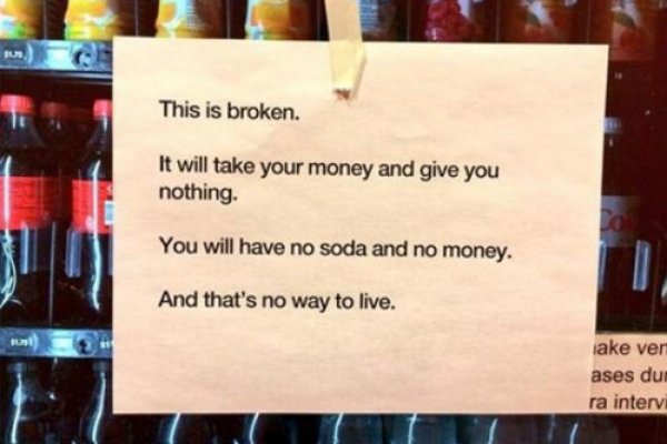 15 Notes That Were Actually Found on Vending Machines
