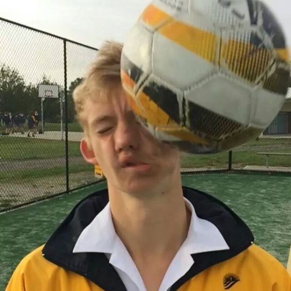 boy gets hit with a soccer ball
