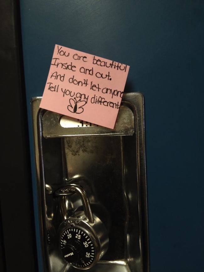 These little notes were left around a high school, making someone's day a bit brighter.