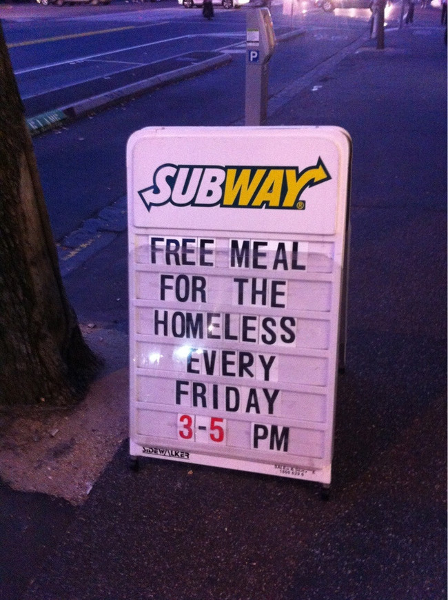 This Subway decided to help feed the hungry.