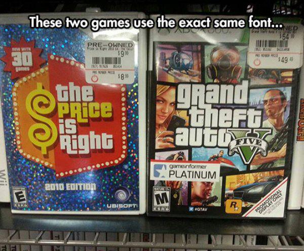 pricedown font gta - These two games use the exact same font... 54 PreOwned Airline 1499 5854 the il Ei Price Right Suicet Out Wil gamenformer S. Platinum 2010 Edition Ubisoft Rotav Promotion Bittttt