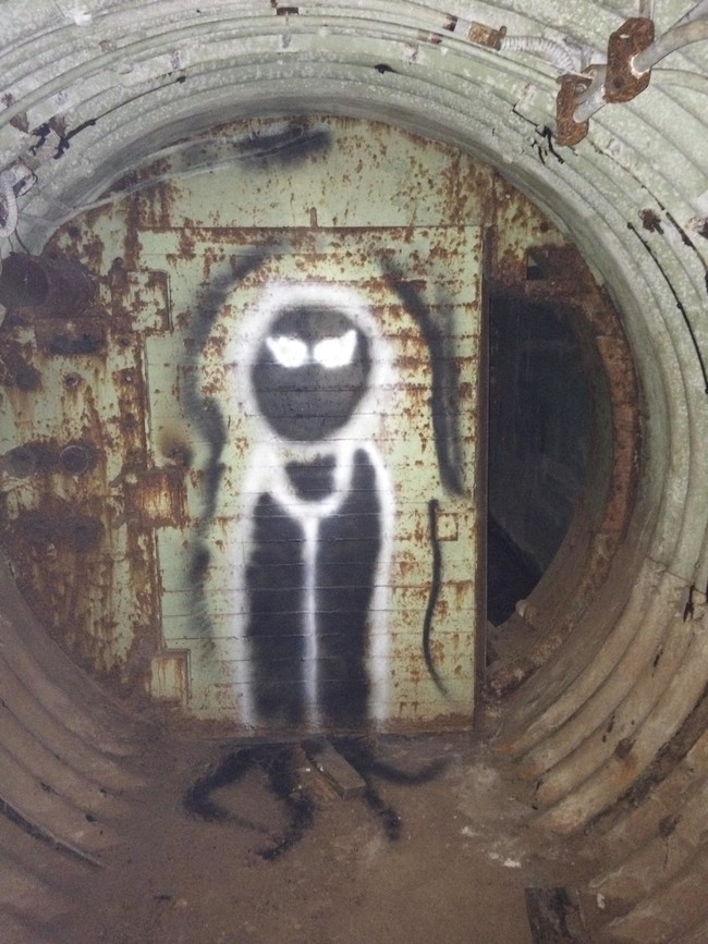 As they left the control room, the explorers moved throughout the silo, continuing to find interesting "art."