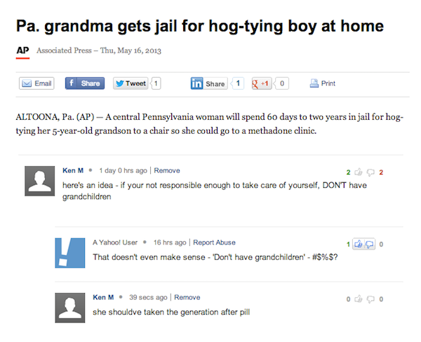 troll ken m grandson - Pa. grandma gets jail for hogtying boy at home Ap Associated Press Thu, Emailf Tweet 1 in 1 g 1 0 Print Altoona, Pa. Ap A central Pennsylvania woman will spend 60 days to two years in jail for hog tying her 5yearold grandson to a ch