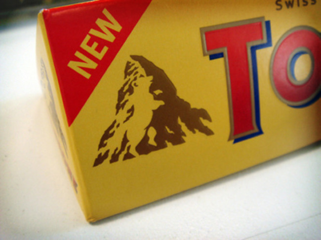 Toblerone's logo has a bear climbing the mountain.