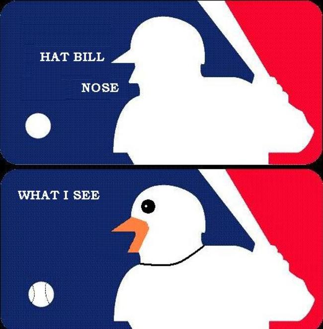 The MLB logo is actually a bird with arms.