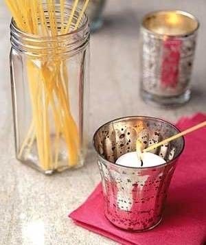 spaghetti to light candles