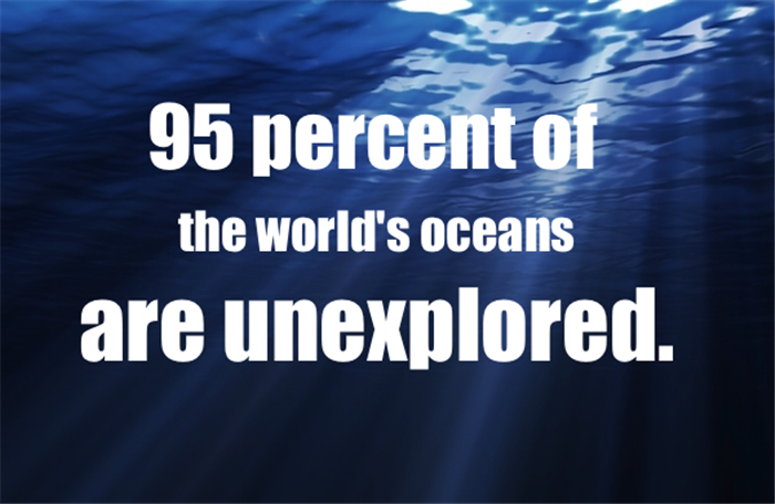 water - 95 percent of the world's oceans are unexplored.