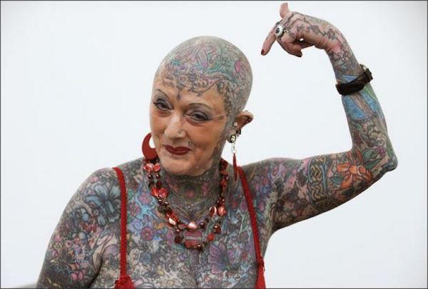 Septuagenarian Isobel Varley from Spain holds the record for the most senior tattooed woman in the world.
