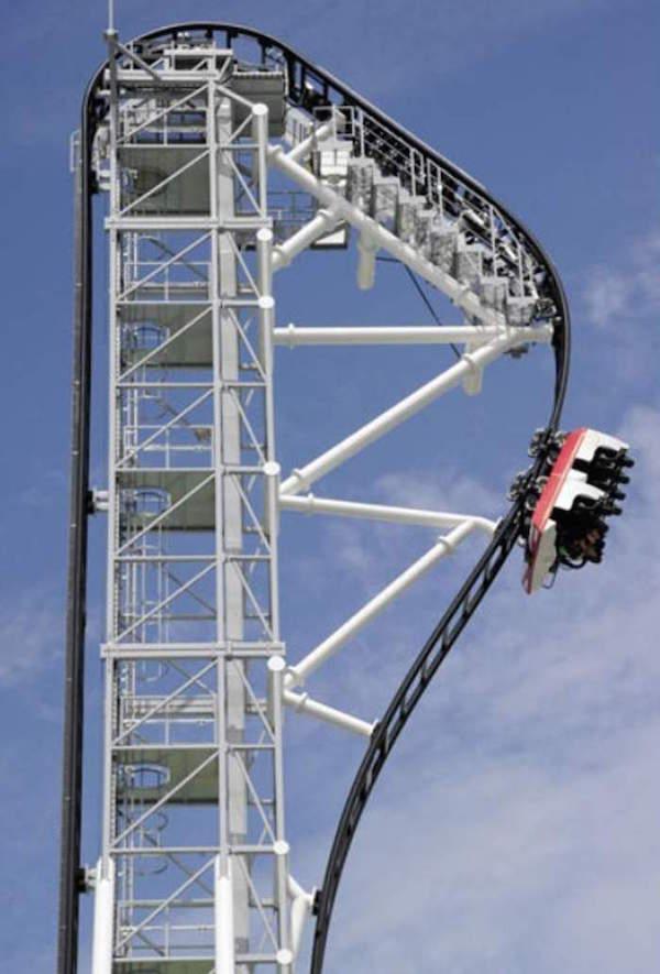 The ‘Takabisha’ roller coaster is registered as the world steepest roller coaster in the Guinness World Records and cost about 3,000,000,000 Japanese Yen ($37, 000, 000) to build. It has a free-falling angle of 121 degrees and is located at the Fuji-Q Highland amusement park near Tokya.
