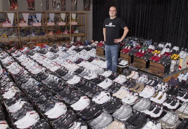 Jordan Michael Geller poses with his collection of Nike Air Jordan Retro sneakers at the “ShoeZeum” in downtown Las Vegas, Nevada. The shrine is dedicated to Nike and includes one of every model of Air Jordans ever made. He owns more than 2,500 pairs.