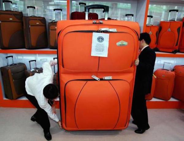 This piece of luggage, which was introduced in China, has been certified as the world’s largest. It stands nearly six feet tall.