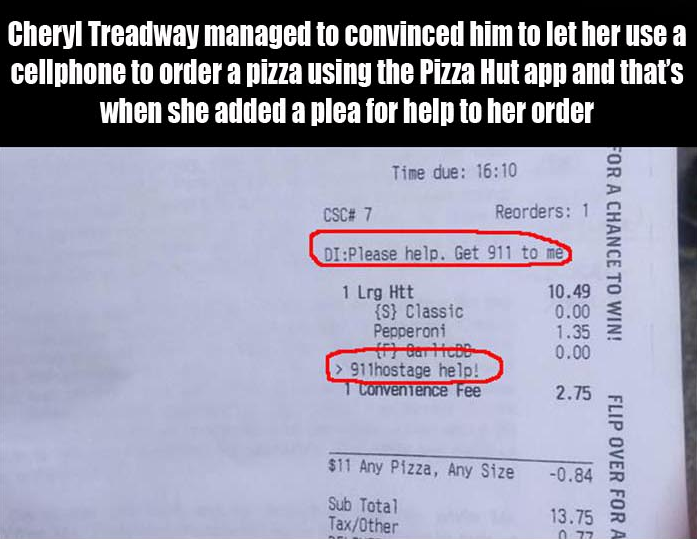 Mother and three kids were saved by pizza hut
