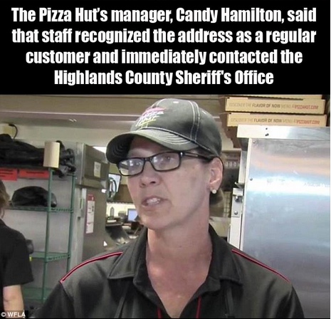 Mother and three kids were saved by pizza hut