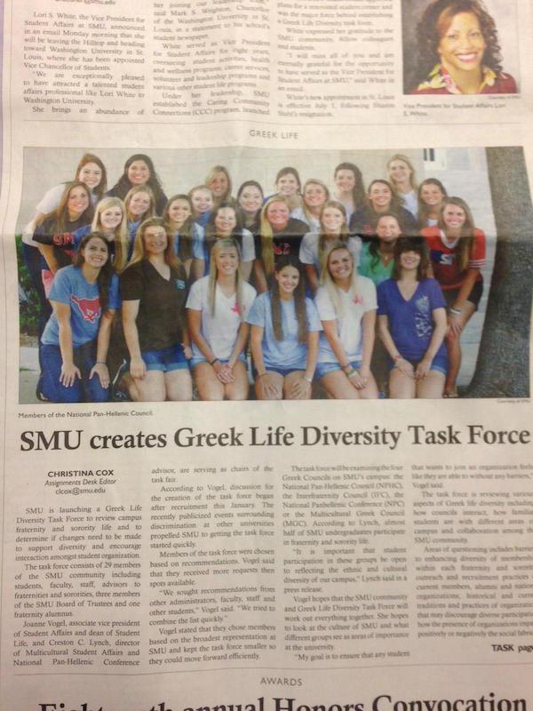 fail newspaper - Washine Live Low she has been Vice Chan 10 hected and She brings and Greek Life Members of the National PanHelen Council Smu creates Greek Life Diversity Task Force Christina Cox ad es schon Tha n h Assent Desk Editor cicom edu According 