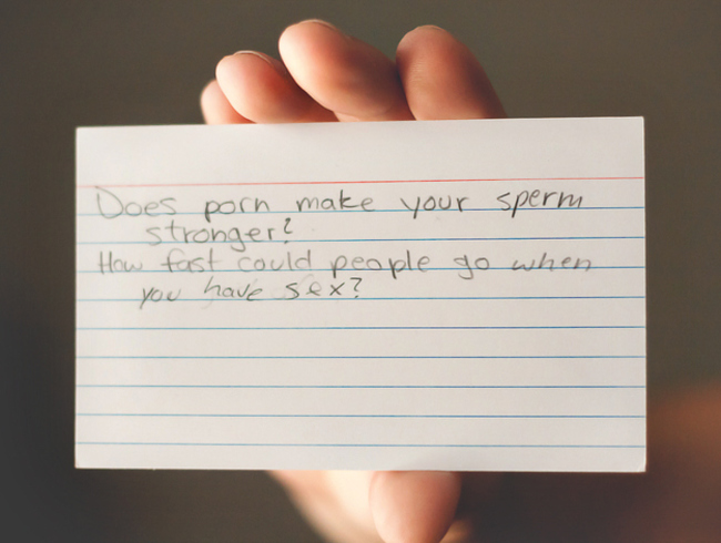 handwriting - Does porn make your sperm stronger? . How fast could people go when you have sex?
