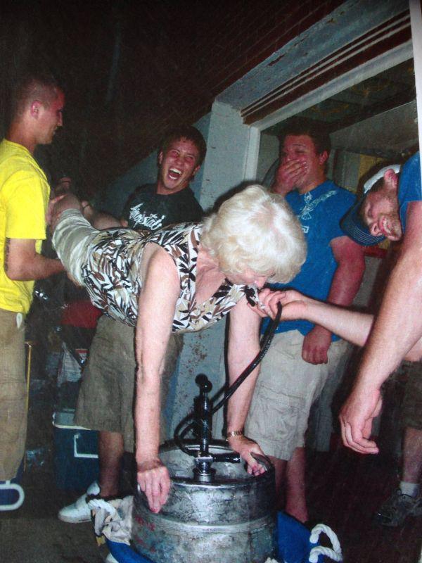 drunk grandma keg stand