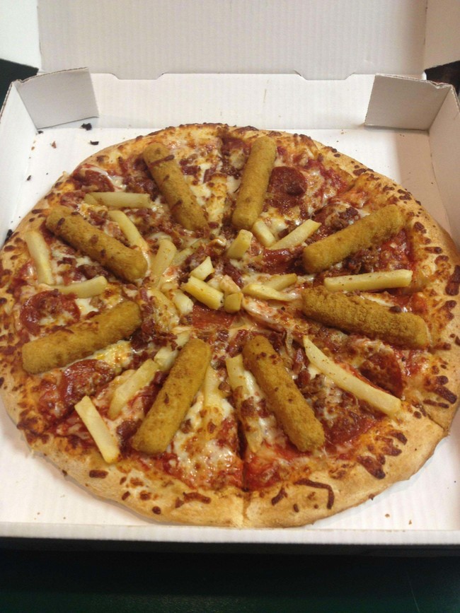 Why settle for basic pizza when you could have bacon, mozzarella stick, and french fry pie?