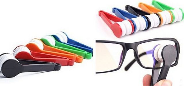 A gadget to clean your glasses from both sides at the same time.