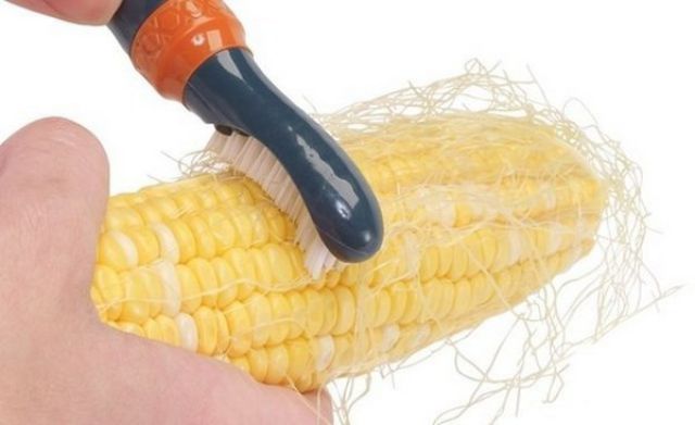 A brush to remove silk from corn.