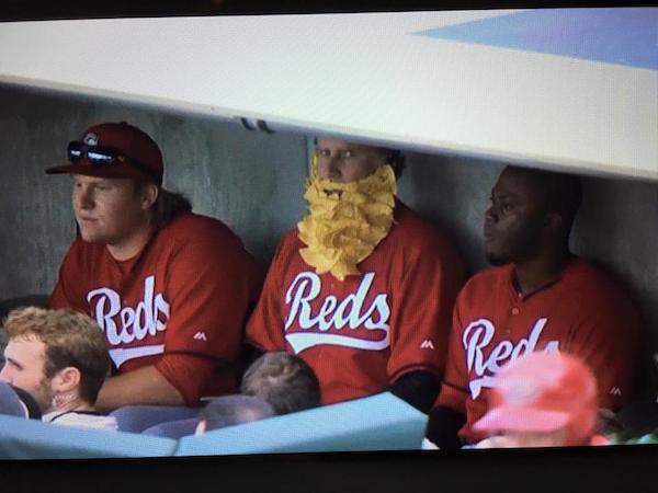 The time he showed up to Spring training for the Reds wearing a beard made of nachos.