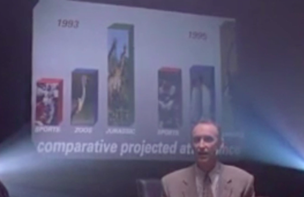In the dining room we see corporate slides that suggest Hammond anticipated Jurassic Park becoming more popular than both “sports” and “zoos.”