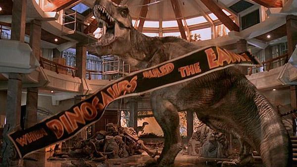 Originally, Jurassic Park was going to end just with Grant saving the kids from the raptors. He was going to shoot one dead and then use a mechanical T-Rex skeleton in the foyer to kill the other. However, Spielberg realised that he needed one last triumphant return for the T-Rex and so changed the ending to include him in. Maybe this late change explains the long-debated question of how the T-Rex seems to appear out of nowhere?