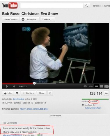 youtube comment bob ross waves of wonder - YouTube a Browse Movie Bob Ross Christmas Eve Snow Steve Cenders Subscribe videos Ro 160352 Add to 128,114 Uploaded by Steveenderson The Joy of Painting Season 15 Episode 13 535 Sen Catchy Finished painting png T