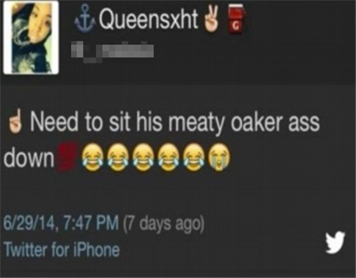 flaming young - $ Queensxht 'Need to sit his meaty oaker ass down Bobobo 62914, 7 days ago Twitter for iPhone