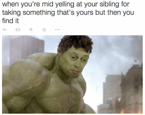 memes that make you laugh out loud - when you're mid yelling at your sibling for taking something that's yours but then you find it