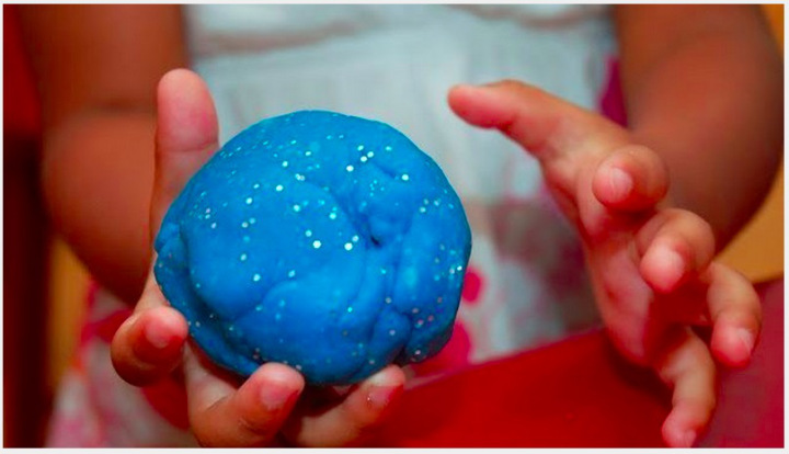 Play Doh is perfect for removing spilled glitter