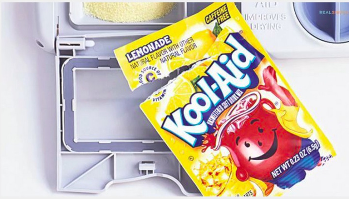 You can wash your dishwasher with lemonade Kool Aid