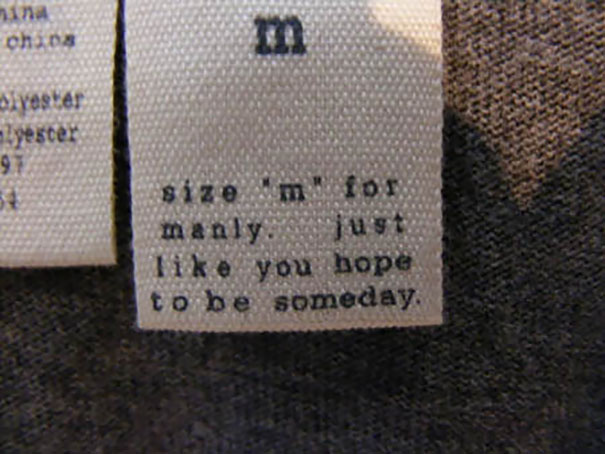 funny clothing tags - na china Iyester sizem" for manly..just u hope to be someday