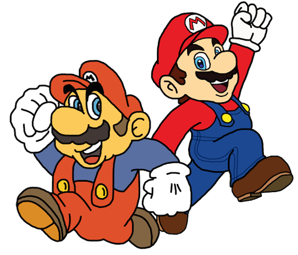 Mario wore read overalls with a blue shirt until the Super Nintendo was released in 1990 and he changed into Blue overalls in Super Mario World (Super Mario Bros. 4 in Japan).