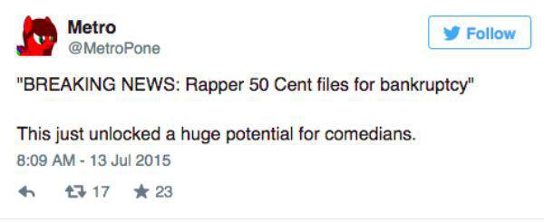 twitter responds to 50 cent's bankruptcy