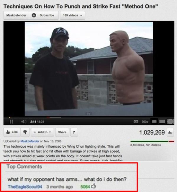 youtube comment ridiculous youtube video titles - Techniques On How To Punch and Strike Fast "Method One" Maskdefender Subscribe 189 videos Il 2.14 ce 360p Add to 1,029,269 and 3.463 kos 501 Giskes Uploaded by Maskdefender on This technique was mainly inf