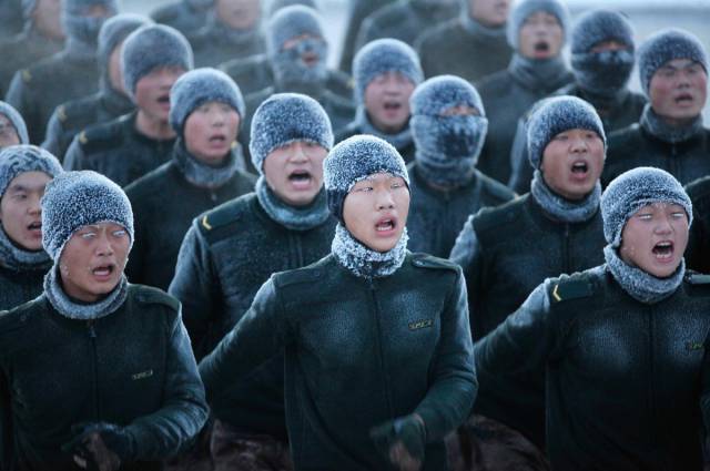 Meanwhile, in far northern China, soldiers train in temperatures as cold as -22 degrees Fahrenheit.
