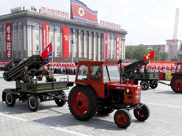 North Korean military rocket-launcher tractors